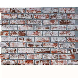 Red with Wash White Brick Wall