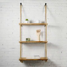 Load image into Gallery viewer, Rustic Solid Wood Rope Hanging Wall Shelf Country Vintage Storage Floating Shelf - Dryinsta
